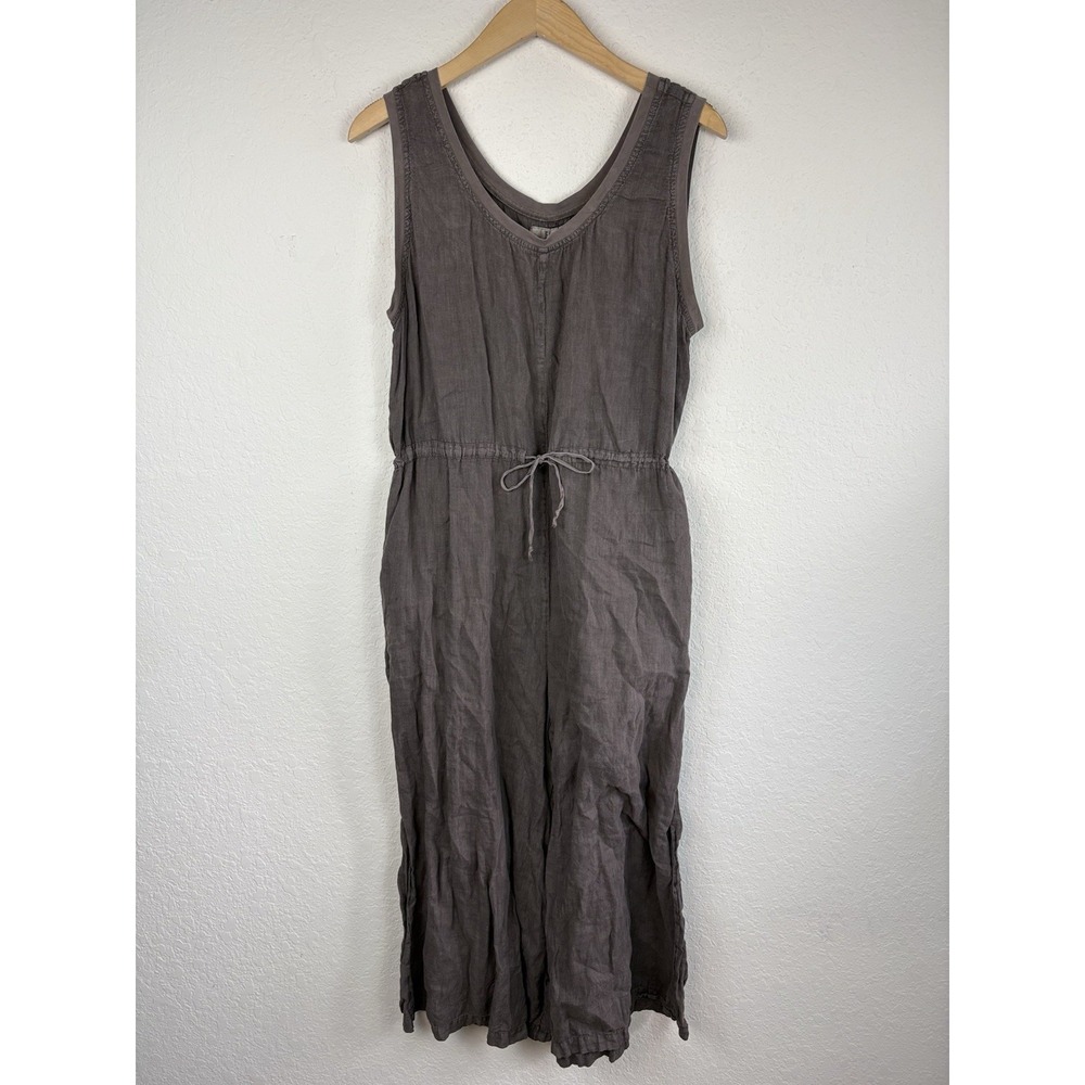 Flax Jeanne Engelhart Womens M Linen Jumpsuit Brown overalls 90s Beach Lagenlook